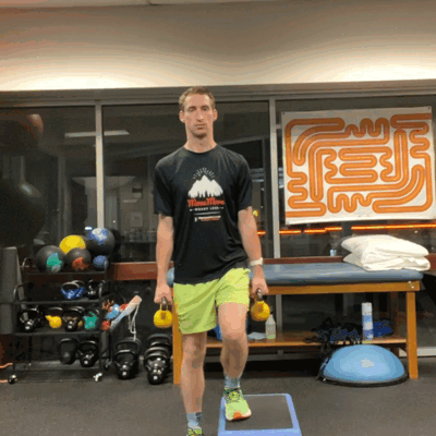 Strength training exercise for runners: Lateral Step Up: Builds Glute max and lateral glute muscles.